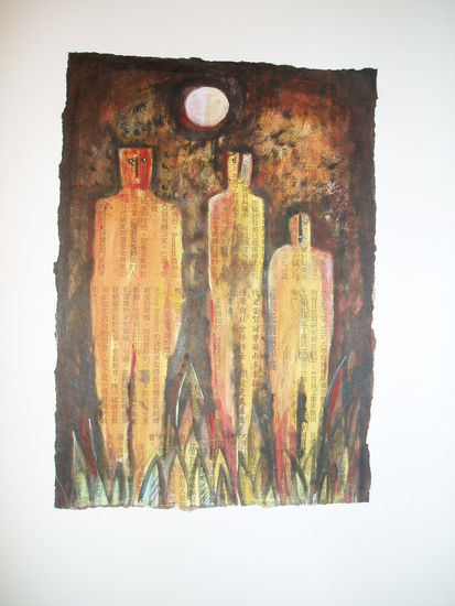 tres figuras Mixed media Paper Figure Painting