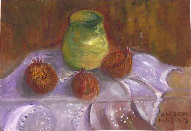 jarron con granadas Oil Paper Still Life Paintings