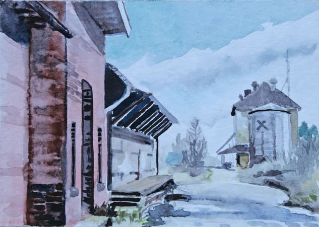 Bahnhof Helpup Watercolour Paper Landscaping