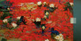 paisaje en rojos con nenúfares
