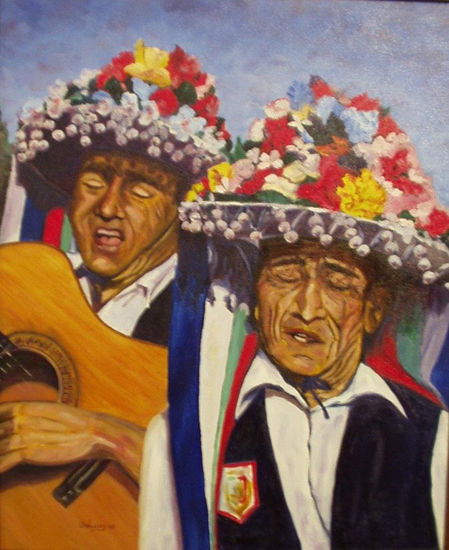 Los Fiesteros Oil Canvas Figure Painting