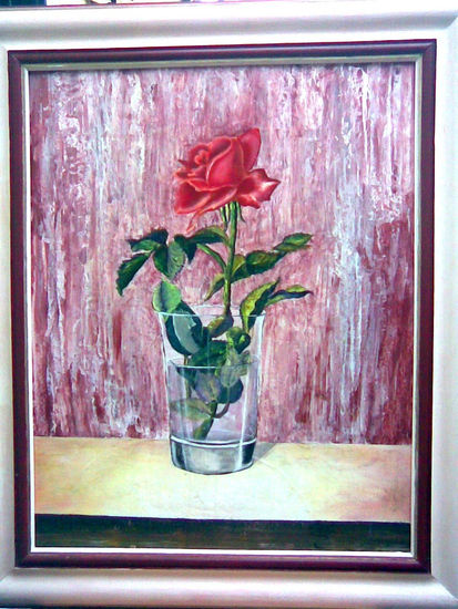 ROSA Óleo Tabla Floral