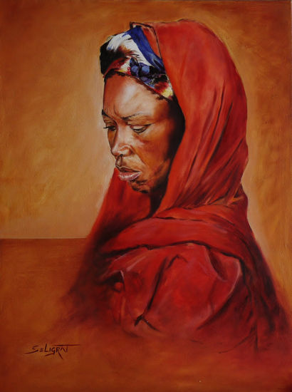 Incertidumbre Oil Panel Figure Painting