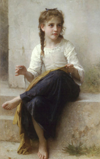 Sewing Copia de W.A.Bouguereau Óleo Lienzo Figura