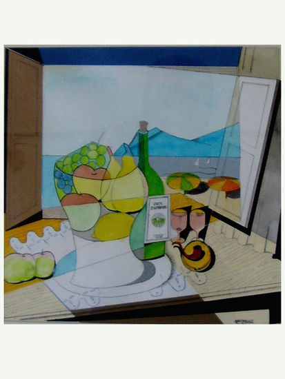 BODEGÓN CUBISTA Watercolour Card Still Life Paintings