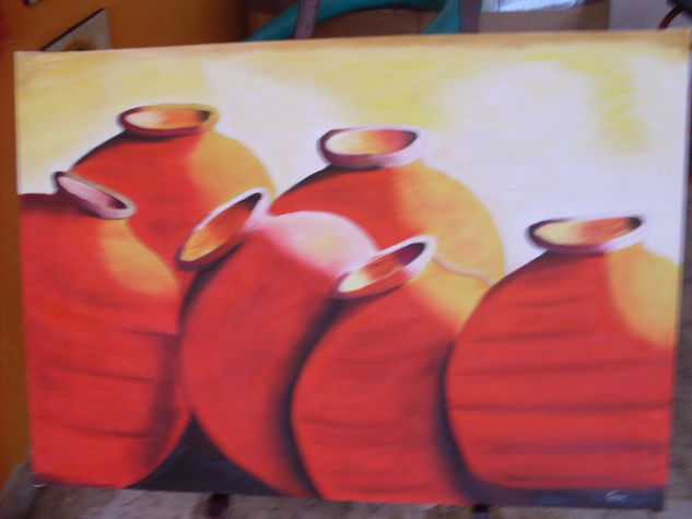 jarrones rojos Oil Canvas Still Life Paintings