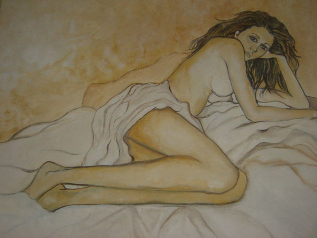 AUTORETRATO SEMIDESNUDO Oil Canvas Portrait