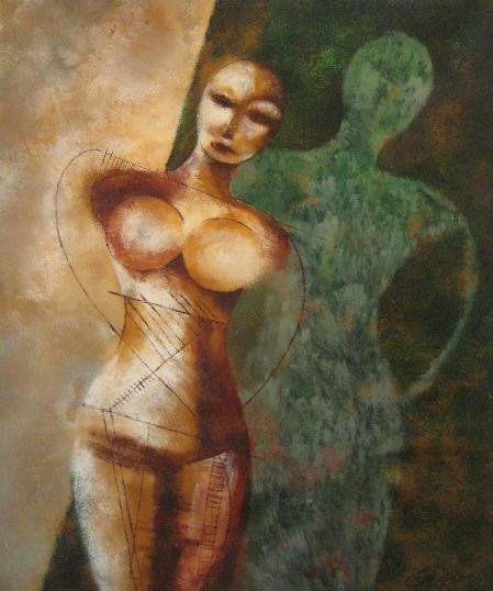 Mujer en Construcción Oil Canvas Figure Painting