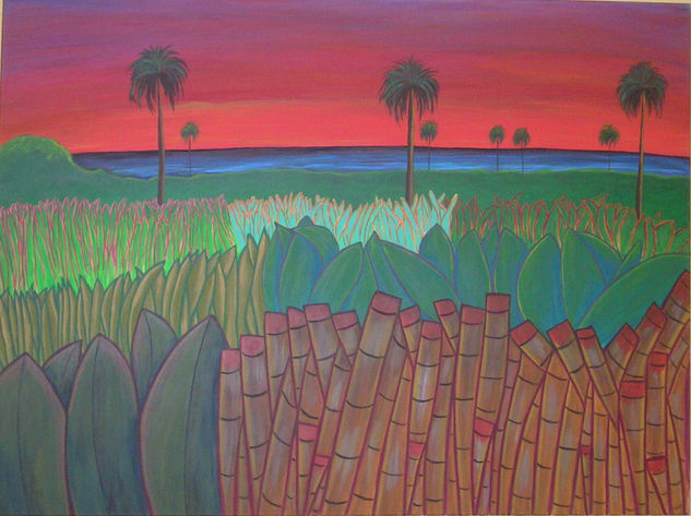 Selva con mar Acrylic Canvas Landscaping