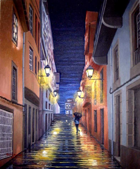 Lluvia en la noche Oil Canvas