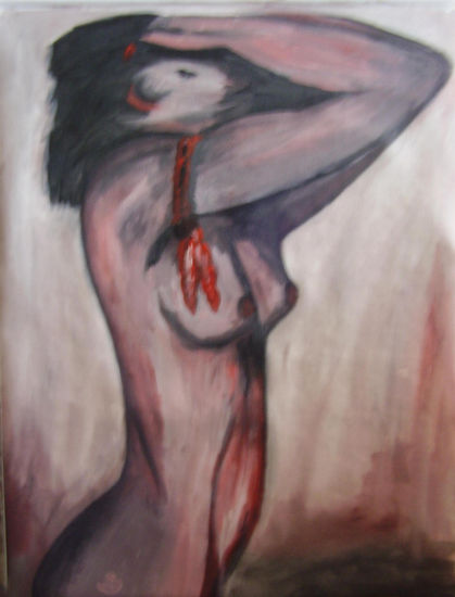 Folie en rouge Acrylic Canvas Figure Painting