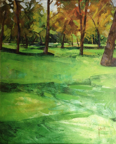 El Retiro de Madrid Oil Panel Landscaping