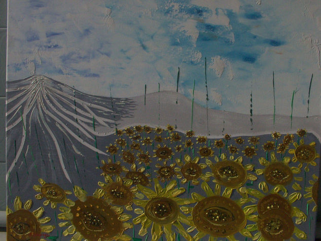 girasoles y mujer Oil Canvas Landscaping