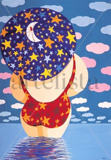 EL HORIZONTE Y LAS ESTRELLAS Gouache Papel Figura