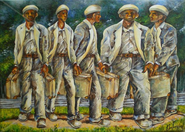 Los emigrantes de Cangas de Onís Acrylic Canvas Figure Painting