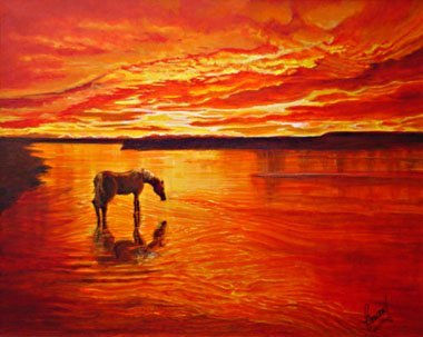 rojo eterno Acrylic Canvas Landscaping