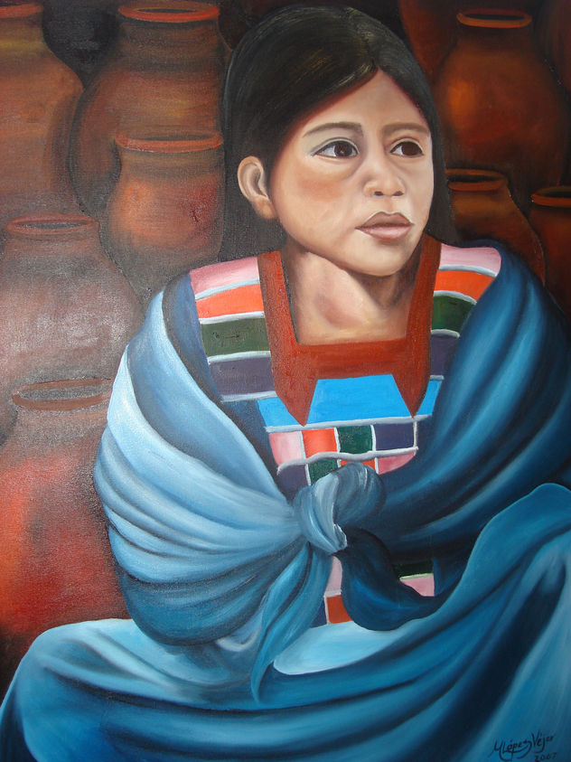 Mujer con  ollas de barro