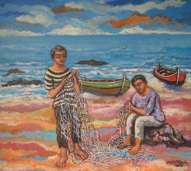 Pescadores Acrylic Panel Marine Painting