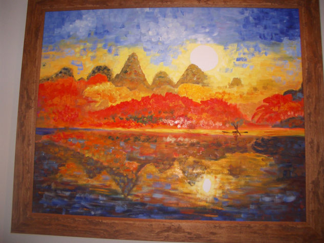 quilin xina  atardecer Oil Canvas Landscaping