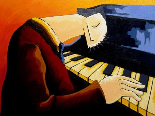 PIANO Acrylic Canvas Figure Painting