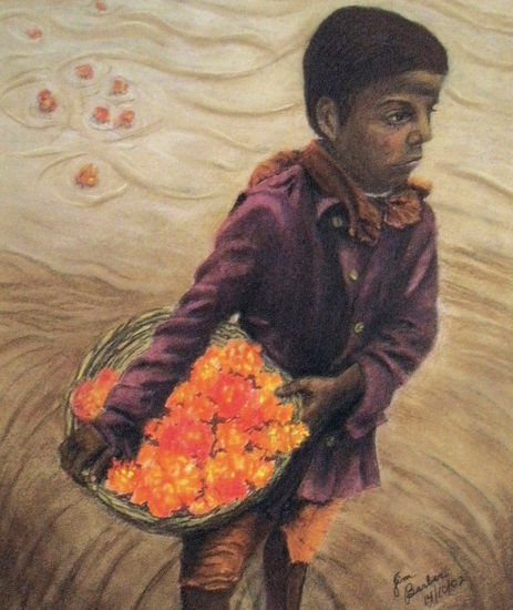 Ofrenda al Nilo Pastel Paper Figure Painting