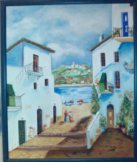 pueblo pesquero 2 Oil Canvas Landscaping