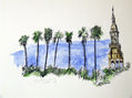 Palmeras y Torre en Sevilla