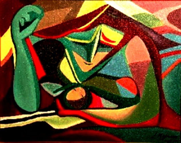 "Maternidad"Recreación de una obra de Alfredo Zalce Acrylic Textile Figure Painting