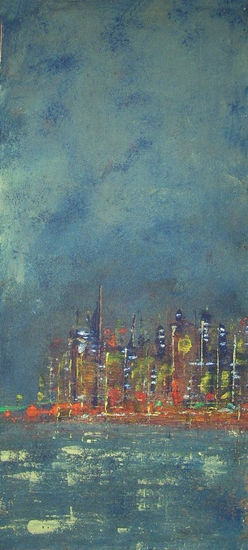 Ciudad imaginaria Mixed media Canvas Landscaping