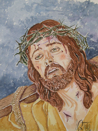 Cristo de los estudiantes. Watercolour Paper Figure Painting