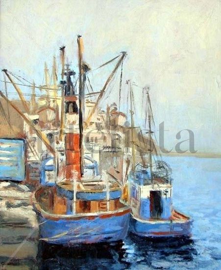 BARCOS DE PESCA Oil Canvas Landscaping