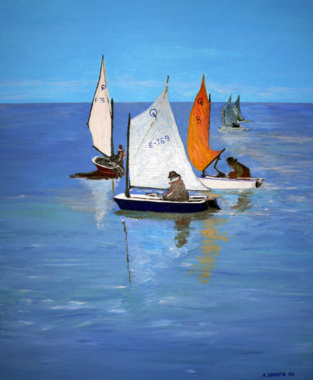 Regata de Optimist Oil Canvas Marine Painting