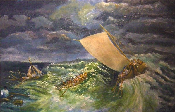 NAUFRAGIO Oil Canvas Marine Painting