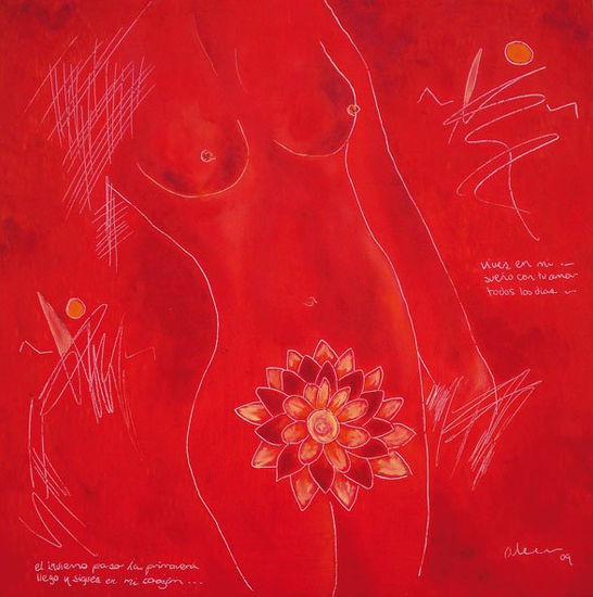 flor de febrero Media Mixta Lienzo Desnudos