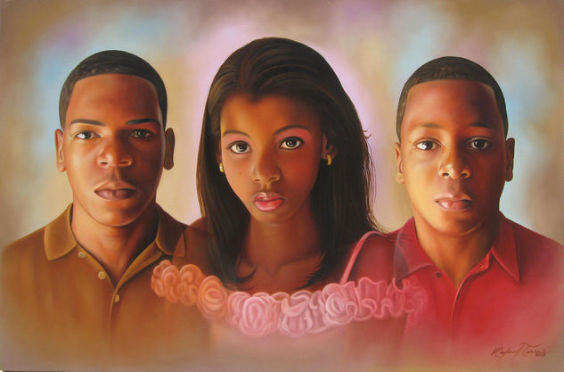 Retrato de Hermanos Oil Canvas Portrait