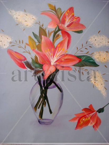 FLORES DE PRIMAVERA Oil Textile Floral Painting