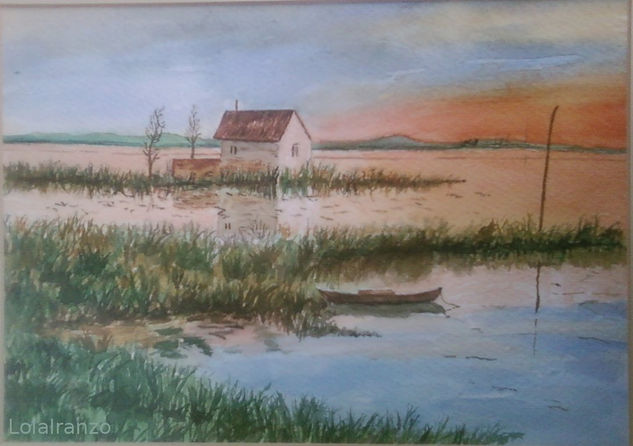 De la marjal a la albufera Watercolour Card Marine Painting