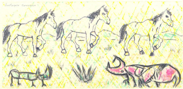 Animales tenikomiks contra tres caballos clonados Media Mixta Papel Animales