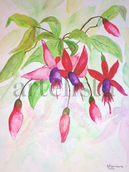 Los aretes de Ernestina Watercolour Paper Floral Painting