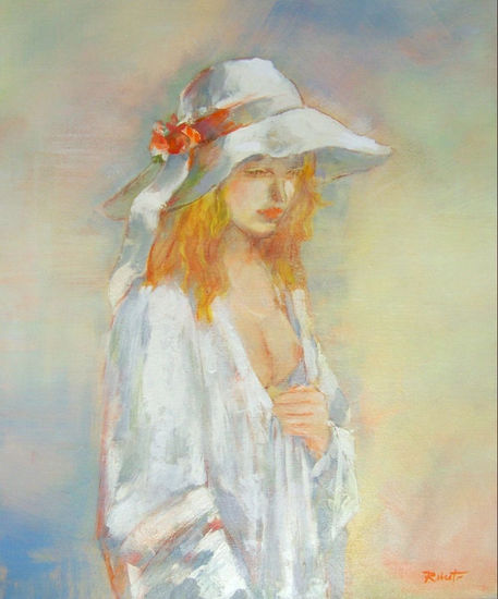 JOVEN CON PAMELA Oil Canvas Figure Painting