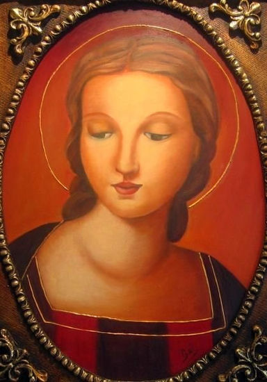 VIRGEN Óleo Tabla Retrato