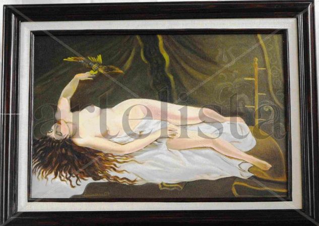 interpretando a Courbet, Mujer con loro Oil Canvas Nude Paintings