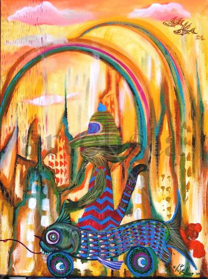 gato en ciudad arcoiris-cat in rainbow city 