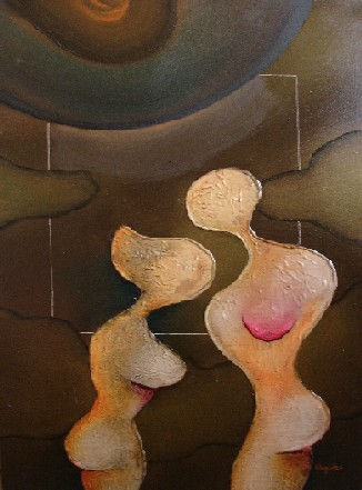 Pareja en Ocre Óleo Lienzo