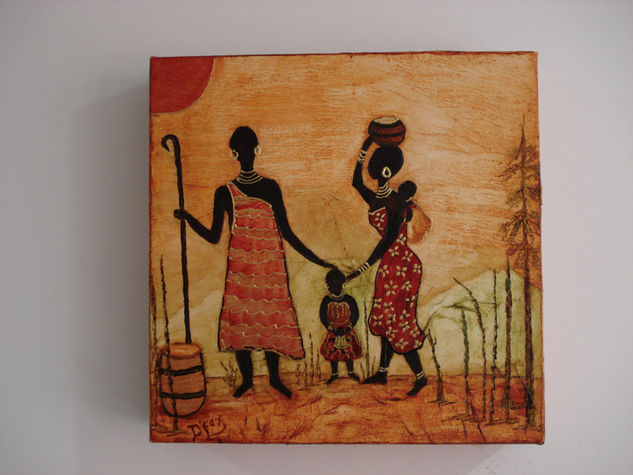 AFRICAN FAMILY Óleo Lienzo Figura