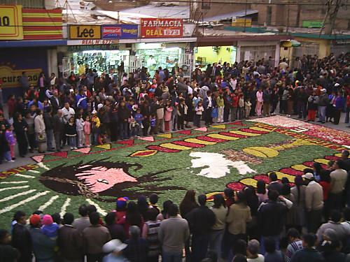 ALFOMBRAS CON PETALOS DE FLORES 