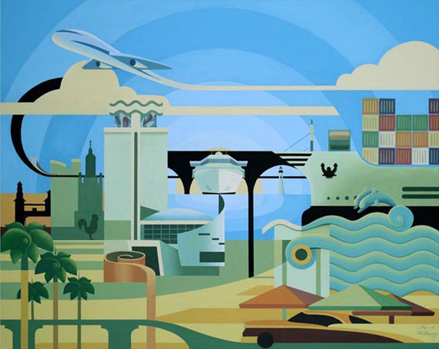 Geometric City Acrylic Canvas Landscaping