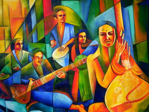 Música Étnica Oil Canvas Figure Painting