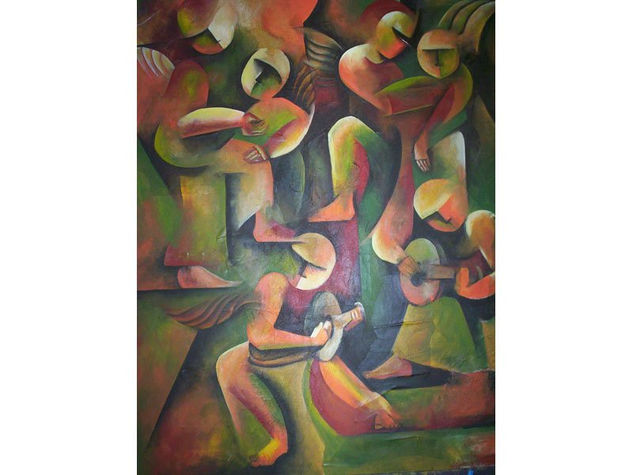 Ángeles en el Coro Oil Canvas Figure Painting