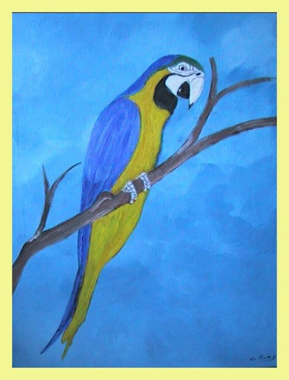 Guacamayo azul y amarillo Oil Canvas Landscaping